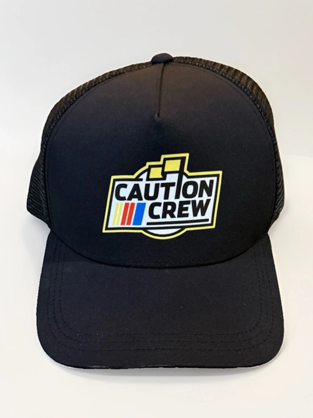 Nascar Black 'Caution Crew' Mesh Trucker Hat with Yellow Accent